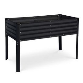 Galvanized Raised Garden Beds Outdoor with Legs // 48×24×31in Elevated Planter Box for Vegetables, Flowers (Black) // Large Metal Garden Bed for Backyard Patio Gardening