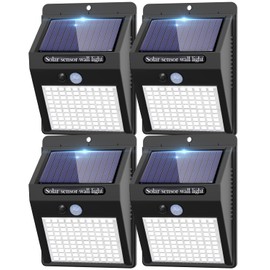 4 Pack Solar Motion Sensor Lights Outdoor, 3 Modes/100LED Security Wireless IP65 Waterproof Wall Light for Front Door, Backyard, Garage, Deck