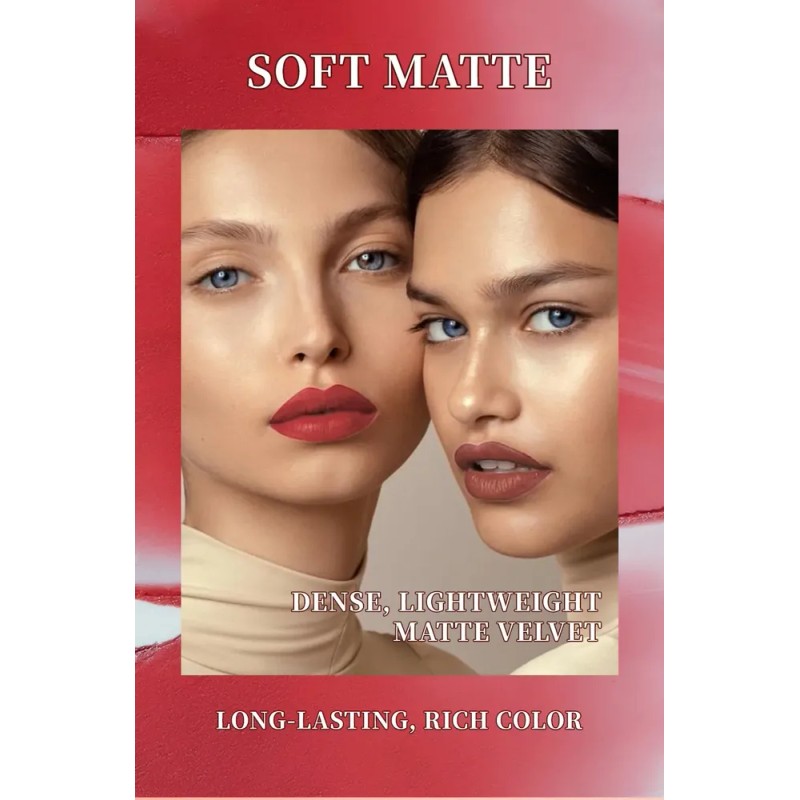 Set Labiales Mate En Barra Larga Duración Con Estuche 6pcs