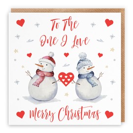Hunts England - To The One I Love Christmas Card - To The One I Love - Merry Christmas - Snowman Collection - Fun Xmas Card