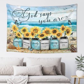 Inspirational Word Tapestry, Motivational Tapestry Positive Saying Tapestry Rustic Farmhouse Tapestry, Office Classroom Tapestry Christian Tapestry For Bedroom Dorm Beach Motivational Bible Sunflower Butterfly