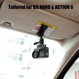 Car Sun Visor Mount with Magnetic Quick Release Adapter for DJI Osmo Nano/DJI Osmo Action 6, 360° Adjustable Ball Head for Vlogging & POV Recording-for DJI Osmo Nano DJI Action 6 Accessories