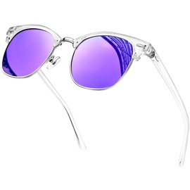 KANASTAL Polarized Sunglasses for Women Men Purple Sunglasses Clear Half Frame Sun Glasses Trendy Shades UV400 Protection for Driving Outdoor Party