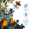 Stained Glass Puzzle Bird Puzzles for Adults 1000 Pieces, Round