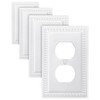 ZILLSEA 4-Pack Duplex Outlet Cover, Decorative Pure White Beaded Wall