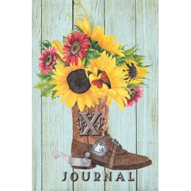 X: Journal: Sunflower Journal Book, Monogram Initial X Blank Lined Diary with Interior Pages Decorated With Sunflowers.