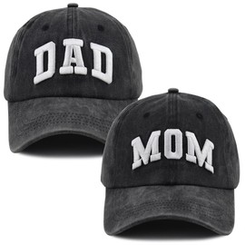 Mom and Dad Hats, New Parents Gifts for Couples, 2 Pcs Mama Papa Baseball Caps, Fathers Mothers Day Birthday Gift for Women Men from Daughter Son Black