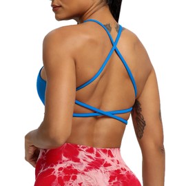 Aoxjox - brasier deportivo para mujer, sin espalda, acolchado para yoga, sin espalda, para yoga, azul (Directoire blue), S