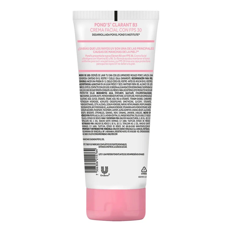 Pond's Crema Facial Clarant B3 Con Protección Solar 200 G