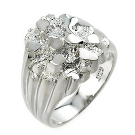 Polished 925 Sterling Silver Nugget Ring for Men Size - 6