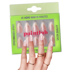 PaintLab Press-On Nails Manicure Kit, Frenchie Bow, 30-Piece Set, Long-Lasting Fake Nails with Glue, File, Prep Pad & Cuticle Stick
