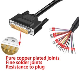 Harrisen DB25 Male Solderless Adapter with 1.5 m 26AWG Replacement Cable, Plastic Housing RS232 D-SUB Serial to 25-Pin Port Terminal Plug Adapter Breakout Board