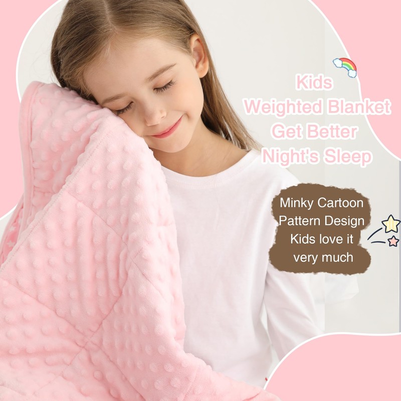 Alomidds Weighted Blanket Kids 5lb 36"x48", Minky Dots Small Weighted