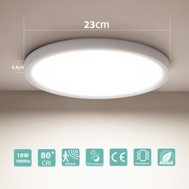 Oraymin LED Ceiling Light with Radar Twilight Sensor, 18 W 1800 LM Round Sensor Light, 4000 K Round Ceiling Light with Motion Sensor Indoor for Hallway Stairs Kitchen Balcony Storage Room Cellar