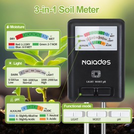 3-in-1 Soil Moisture Meter Light and PH Tester for Indoor & Outdoor House Plants, Garden, Lawn, Farm (No Battery Needed)
