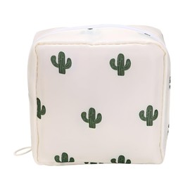 Cactus Travel Pouch for Sanitary Pads, Compact Zippered Organiser Ideal for Travel Bags, Small Make Up Bag, Feminine Essentials and Everyday Purse Storage