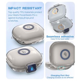 Case for Beats Powerbeats Pro 2，Safety Lock Switch，Clear TPU Protective Case for Beats Powerbeats Pro 2，with Keychain，Cleaning Pen Set (Clear)