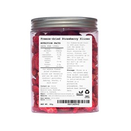 Freeze Dried Strawberries | Dried Strawberry Slices | 100% Natural | 200+Slices| Gluten Free | For Garnishing Cocktails Cake Decoration, Baking, Fruit, Sorbet, Tea, Cooking | 2.11 oz |60 Grams|PET Jar