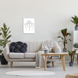 Stupell Industries Hands Holding Baby Feet Minimal Line Drawing, Designed by JJ Design House LLC White Framed Wall Art, 16 x 20, Black