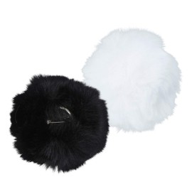 Holibanna 2pcs Plush Bunny Tail Fluffy Pom Pom Balls Cute Bunny Rabbit Cosplay Costume Accessories for Happy Easter Party Supplies Favors Photo Props (Black White)