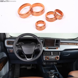 dreamcar2022 5Pcs/Set Orange Center Console Knob Trim Ring Cover For Ford Maverick 2022-2023