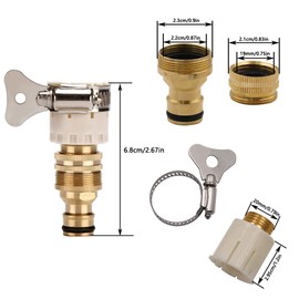 Hose Connector, 2PCS Mixer Tap Connector 1/2 & 3/4 Inch 2-in-1 Universal Female Faucet Adapter, 23mm, Quick Connect to Hose for Hosepipe Fittings, Water Threaded Faucet Adapter