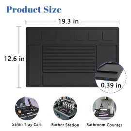 Magnetic Barber Mat for Clippers with 6 Magnets, Barber Station Organizer Magnetic Tool Mat, Barber Matt Organizer Station, Magnetic Clipper Mat for Tools Pad for Grooming Table Tray Stations Clipper