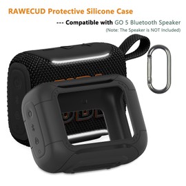 RAWECUD Silicone Cover Case for JBL Go 5 Portable Bluetooth Speaker, Protective Case, Shockproof Drop-Protection Cover with Carabiner (Black)