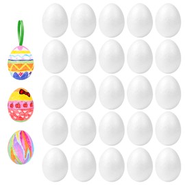 VEYLIN 25 Pieces White Foam Eggs Polystyrene Balls for Easter Crafts and Displays Easter Foam Eggs for Easter Egg hunts Decoration(7cm)