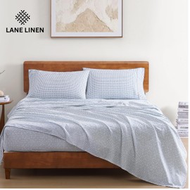 LANE LINEN 100% Organic Cotton Twin XL Sheets Set 3-Piece Pure Percale Bedsheets Soft Bedding Breathable Fits Mattress Upto 15" Deep - Polka Dot