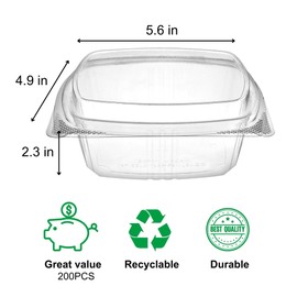 KODA CUP 12oz Tall Dome RPET Clear Hinged Lid Deli Container- 200Pcs