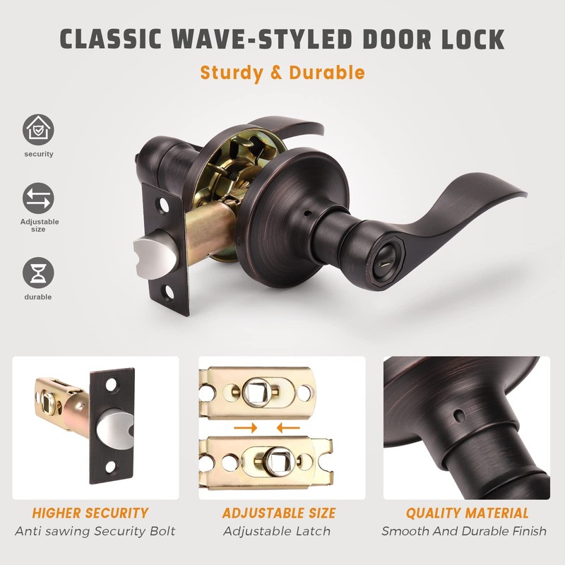 KNOBWELL 6 Pack Bronze Lever Door Handles Privacy Door Levers
