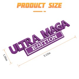 AICEL Ultra MAGA Edition Emblems, 3D Raised Full Metal Decals, Classic Personality Labels Car Badges with Strong Adhesive, Exterior Auto Body Decor Embossed Stickers for Car, Truck (Purple)