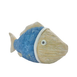 Etlemonde Coastal Ocean Decor Beach Coral Reef Decorations Marine Sea Shells Decor Fish Statues Resin Fish Crafts Home Nautical Decorations Bathroom Gifts