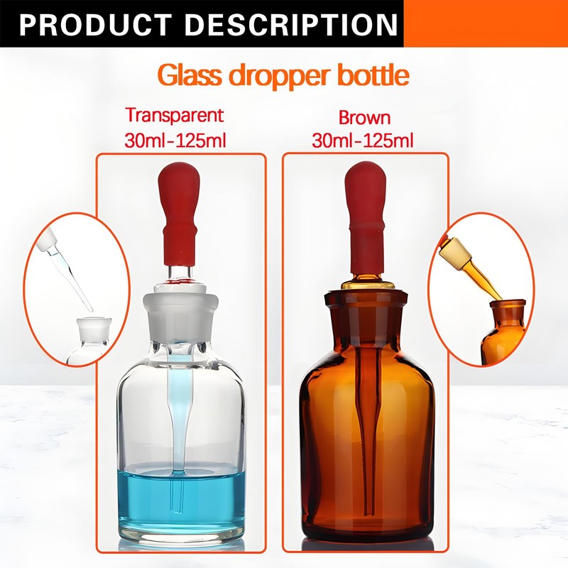 TISMART Dropping Bottle Sets 3PCS Transparent 3Size(30ml (1.01oz)/60ml (2.03oz)/ 125ml