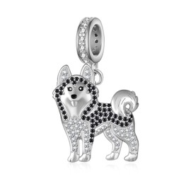qielizhu Husky Charm 925 Sterling Silver Siberian Husky Dog Bead Charms for Bracelet Huskies Jewelry Gifts for Women
