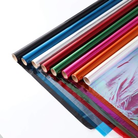 shareluck 8 Colors-34“ Wide Cellophane Wrap for Gift Baskets & DIY Craft - Christmas Colored Cello Wrap Roll Decoration-(34” x 10ft x 8Colors) (Roll is Folded)