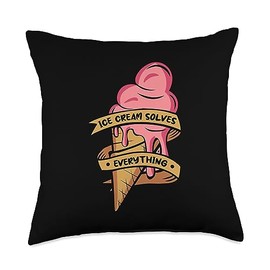 Best Ice Cream Maker Machine Scoop Gifts For Lover Solves Everything Gelato Maker Lover Ice Cream Throw Pillow, 18x18, Multicolor