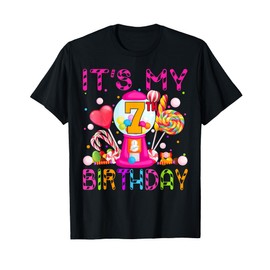 Its My 7th Birthday Candy Candyland Birthday Girl 7 Year Old T-Shirt
