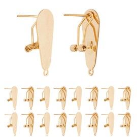 SOFPLATE 1 Box 10Pcs Gold Clip on Earring Findings Teardrop Earring Post Clip Stainless Steel French Stud Earrings with Loop Fingernail Earring Converter for Jewelry Making Supplies DIY Dangle Earring