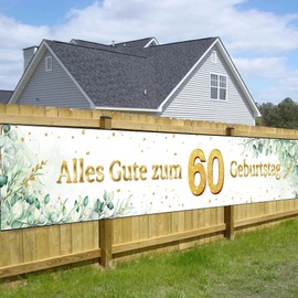 60 Geburtstag Banner Grün Mann Frau 60 Geburtstag Deko Grün 60.ter Geburtstag Hintergrund Banner zum Happy 60th Birthday 60.Geburtstagsbanner für mann 40 * 270cm