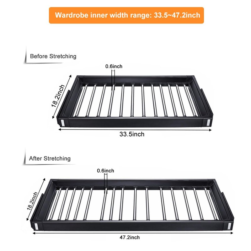 Pull Out Pants Rack for Closet, Retractable Wardrobe Trousers Rack