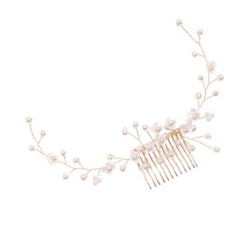 LALAFINA Pearl Wedding Hair Comb Handmade Flower Headwear for Bride Bridesmaid Decor