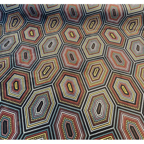 MODE Kenta War Paint Multi Colored Hexagon Velvet Upholstery Mode