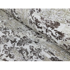 LushFabric Antique Vintage Damask Fabric with Curtains for Upholstery Dressmaker's Dummy 110cm Wide (280cm) - Grey with Canvas (sold by the metre)