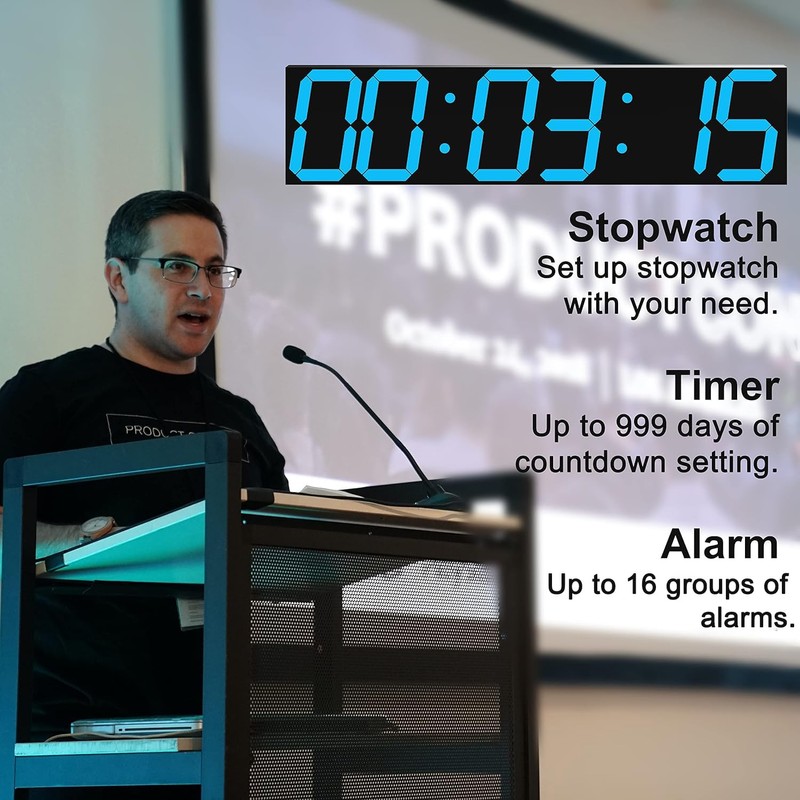 CHKOSDA Digital Wall Clock, Oversize Led Digital Clock Large Display