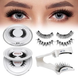 Cils Magnetique,Réutilisable Faux Cils Magnetique avec applicateur, pas besoin de colle Faux Cils Magnetique Naturel Facile à porter et à enlever, Livré avec un guide (B+D-2 paires)
