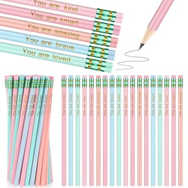 Fainne 120 Pcs Inspirational Pastel Pencils Bulk with Eraser Motivational Pens Gift for Kids Students HB Wood Unsharpened Inspirational Quote Pencils for Class School Back to School Party Favor