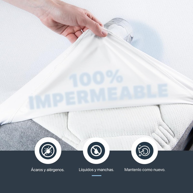 ESQUIMAL Protector Cubre Colchón 100% Impermeable, Tela Suave, Transpirable y