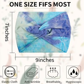 Tobeffect Wide Turban Headbands for Women, 4 Packs Extra Wide Knotted Head Bands for Women's Hair, Boho Fashion Hairbands Casual Sport Hair Accessories for Workout Yoga